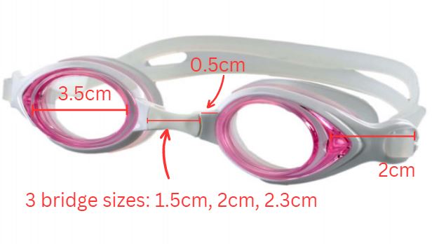 MOSI Children's Full Custom Swimming Goggle (Rx With Sphere and Cylinder) - Pink
